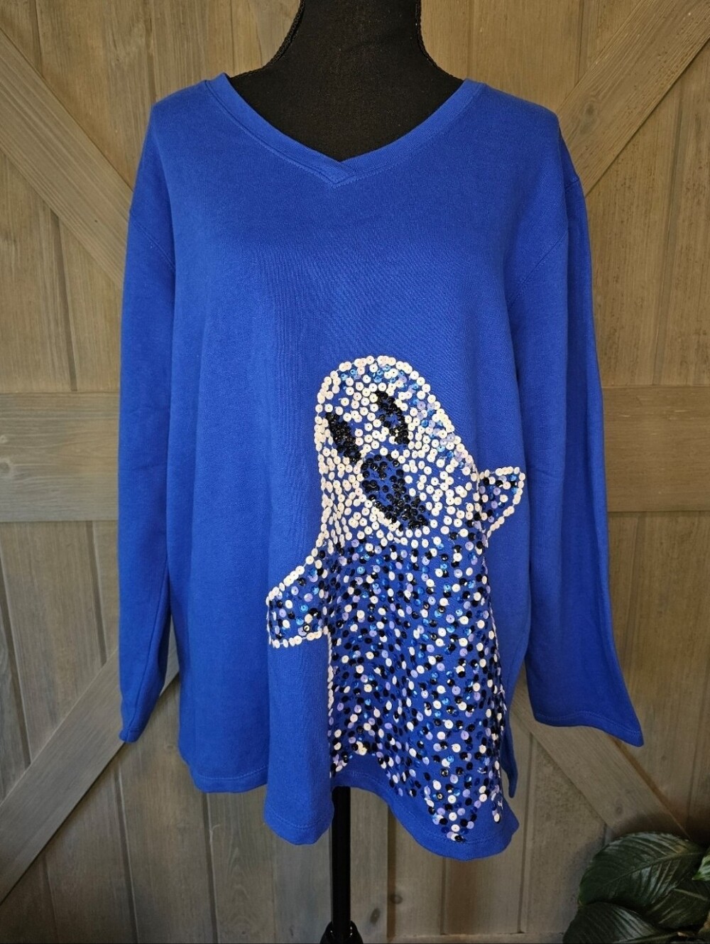 Vintage Quacker Factory Sequin Ghost Top sz Large